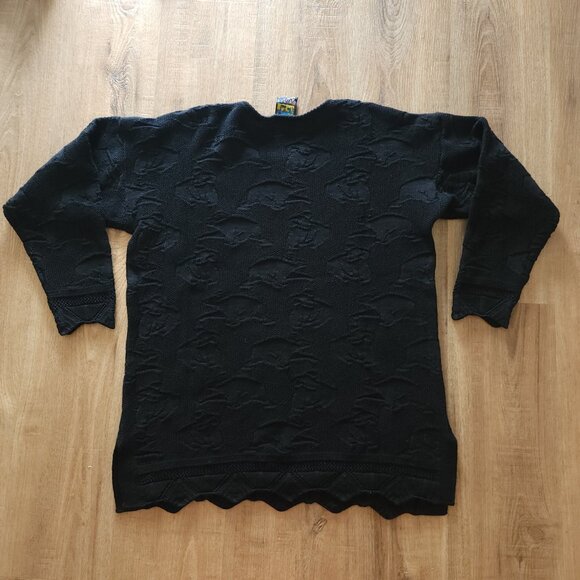 Vintage Emaroo Black Wool Sweater with Koala Texture Knit - Picture 3 of 6